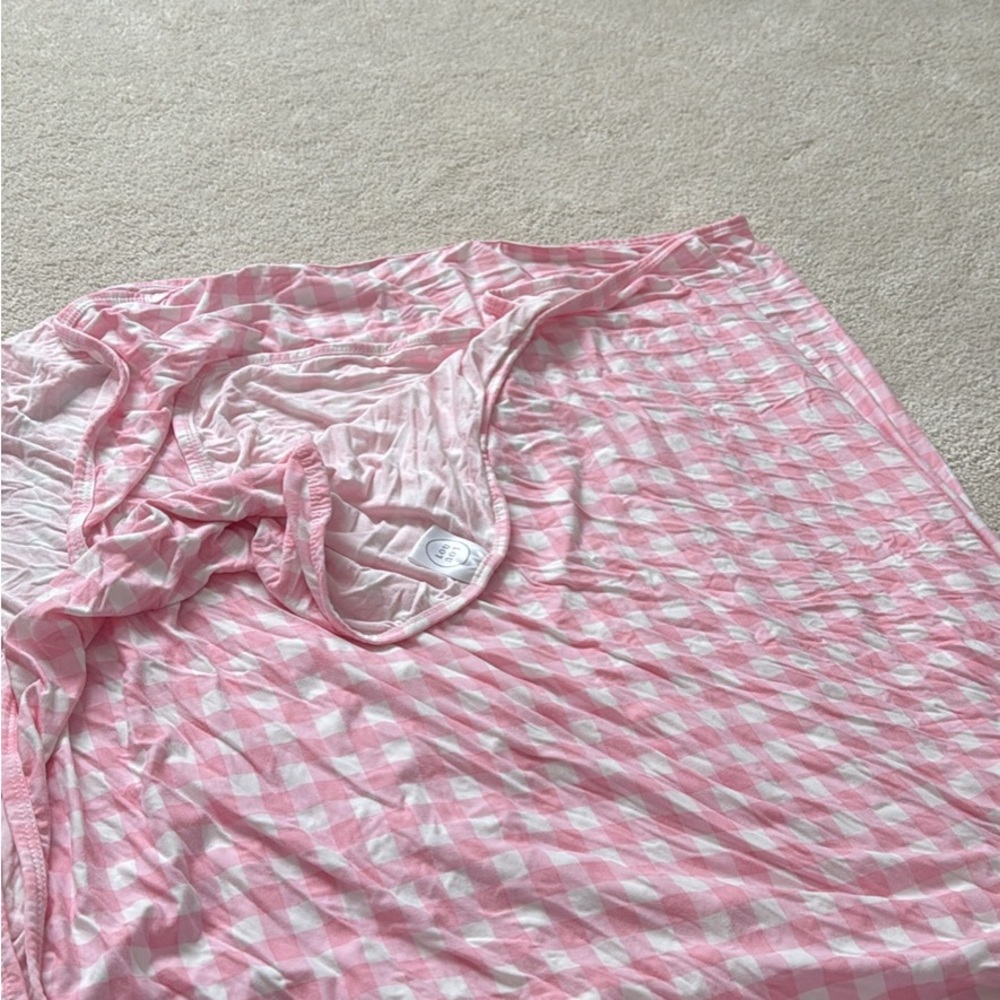 Pink Gingham Lou Lou swaddle blanket